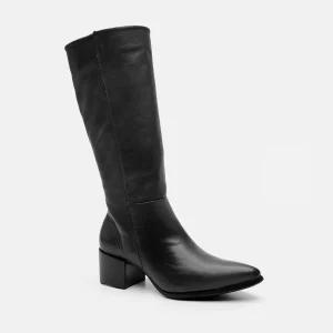 Bota cano alto couro preto